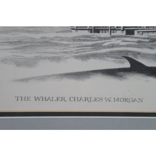Black The Whaler Charles W. Morgan Nautical Maritime Lithograph Print Fowler 26" For Sale - Image 8 of 11