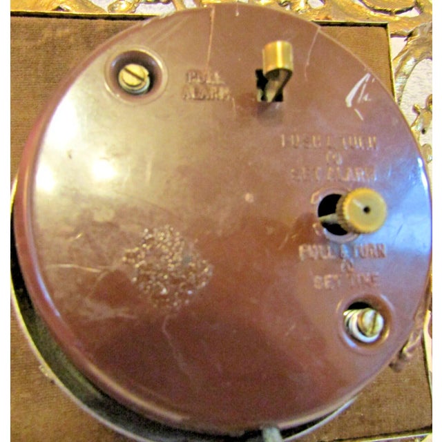 Metal Vintage Mid-Century Modern French Style Ormulu Electric Table Clock For Sale - Image 7 of 7