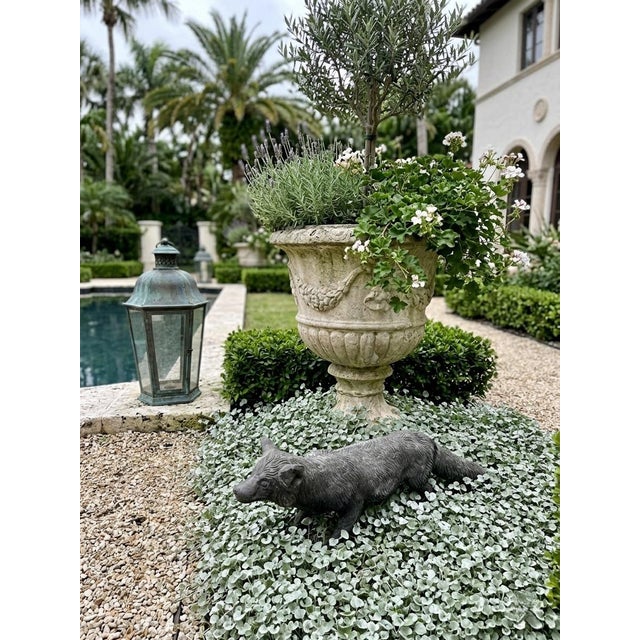 Charcoal Vintage English Cast Lead Fox Garden Statuary For Sale - Image 8 of 10