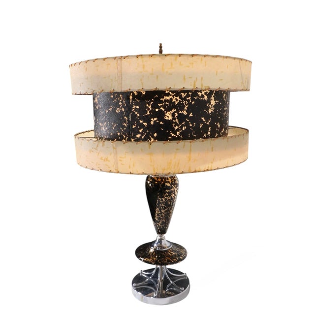1950's Mid Century Table Lamp With Original Three Tier Fiberglass Shade For Sale - Image 12 of 15