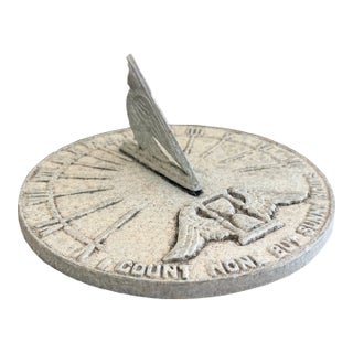 Vintage English Country Iron Garden Sundial "I Count None but Sunny Hours" For Sale