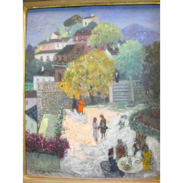 Figurative Francis Smith Gilt Framed Figural Garden Signed Oil Painting Jardin For Sale - Image 3 of 10