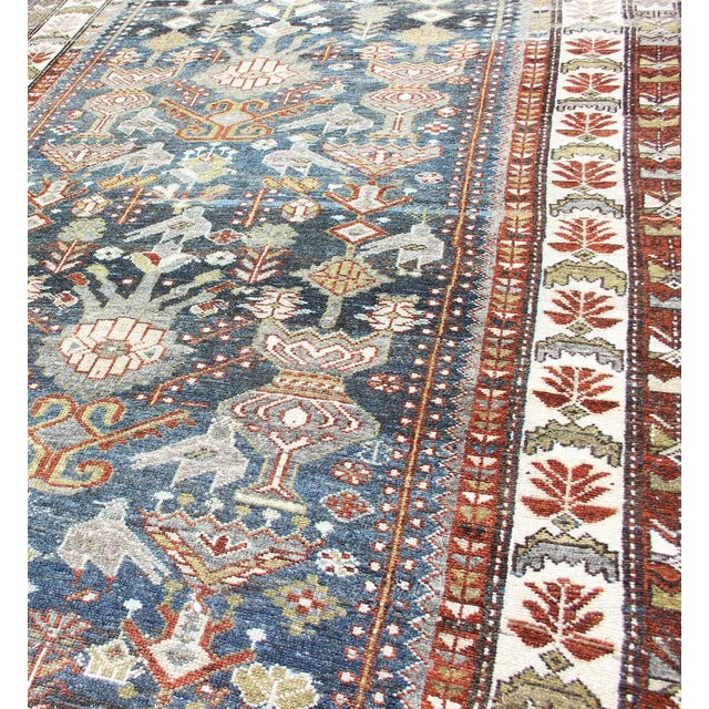 Measures: 5'4 x 10'1 Antique Persian Bakhtiari Rug with Deep Blue Field and Geometric Garden Motifs. Keivan Woven Arts /...