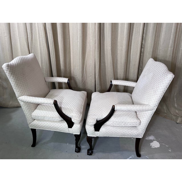 Pair of Vintage Queen Anne Style Club Chairs For Sale - Image 4 of 11