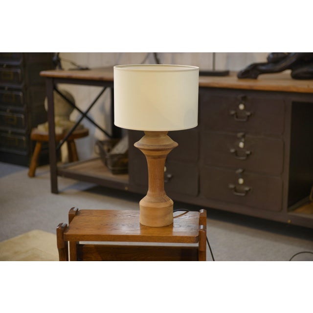 Brown Vintage Oak Table Lamp, 1950s For Sale - Image 8 of 9