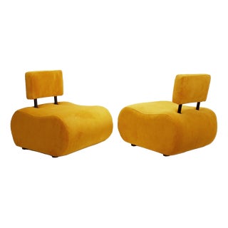 Vintage Lounge Chairs in Corduroy Upholstery, 1970s, Set of 2 For Sale