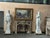 Spectacular pair of monumental marble sculptures depicting figures from Greek mythology, masterfully carved in Italian...