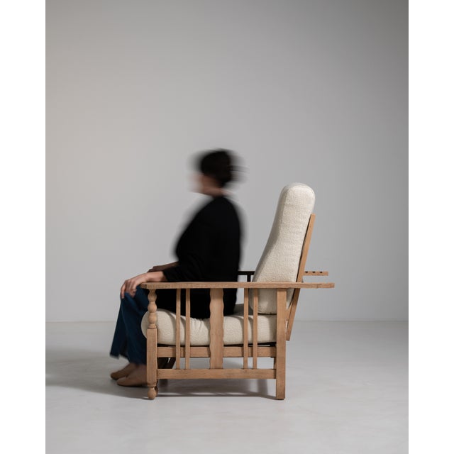 French Oak Reclining Armchair with Pull-Out Footrest, Antique, France, Circa 1940 For Sale - Image 14 of 18