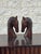 Campaign Vintage Equestrian Horse Head Sculptures in Dark Carved Wood - A Pair For Sale - Image 3 of 12