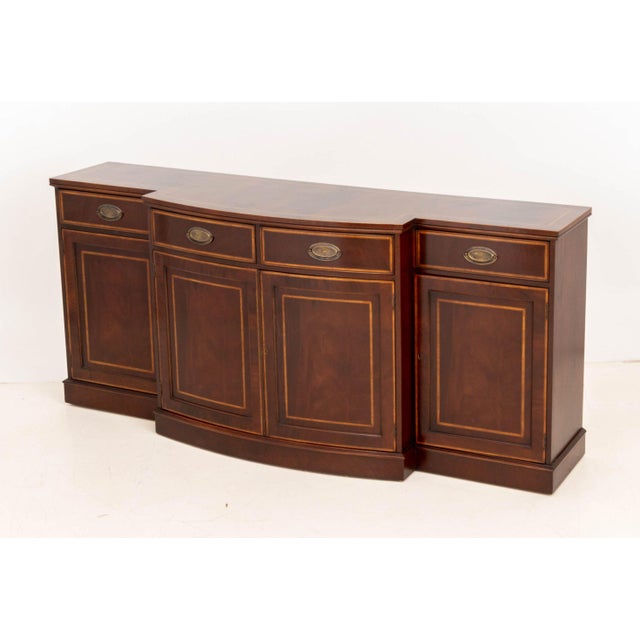 Late 20th Century George III Style Flame Mahogany Breakfront Sideboard For Sale - Image 5 of 9