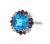 Contemporary 5.39 Carat Cushion Cut Blue Topaz Sapphire Diamond 14K White Gold Cocktail Ring Size 7 For Sale - Image 3 of 6