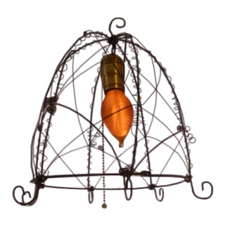 Vintage Black Wire Pendant Lamp, Double Twist Silk Cord For Sale