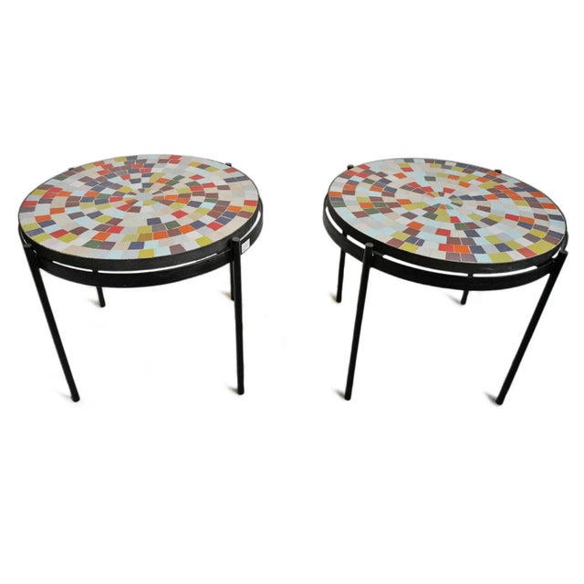 Outdoor Multi Color Mosaic Side Table For Sale - Image 4 of 8