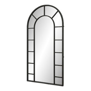 Black Metal Arched Windowpane Wall Mirrors For Sale