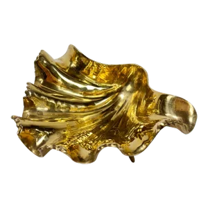 Vintage Brass Clam Shell Motif Footed Dish