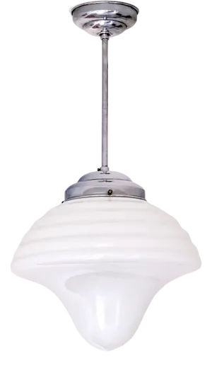 Art Deco Drop Shaped Pendant Light in Opal Glass and Nickel from Gispen, Netherlands, 1930s