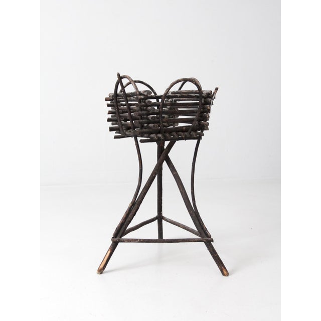 Antique Adirondack Twig Planter Stand For Sale - Image 6 of 12