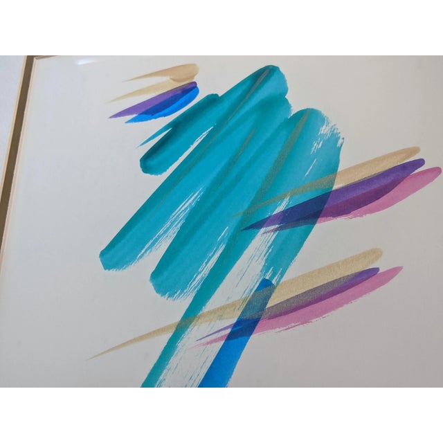 Contemporary Vintage 1990s Abstract Brushstroke Painting Titled "Colors" Pencil Signed and Dated For Sale - Image 3 of 10