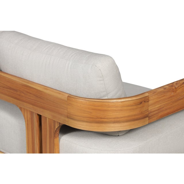 Gray Paradiso Outdoor Solid Teak Wood Love Seat - Gray Fabric For Sale - Image 8 of 10