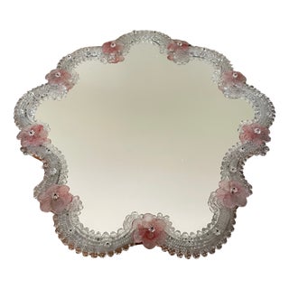 Pink Murano Glass Mirror, 1950s For Sale