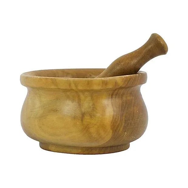 Contemporary Vintage Hand-Carved Wooden Mortar & Pestle For Sale - Image 3 of 4