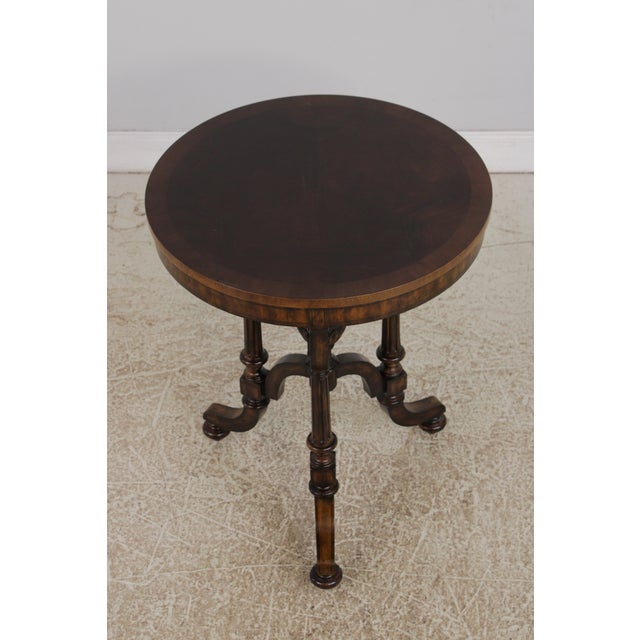 Maitland - Smith Maitland Smith Round Mahogany Pedestal Lamp Table For Sale - Image 4 of 16