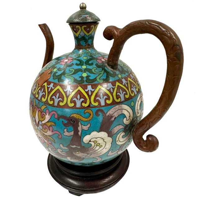 Early 20th Century Hand-Crafted Chinese Cloisonné Ewer / Teapot For Sale - Image 9 of 15