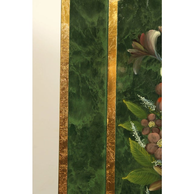 Late 20th Century Artmax Vintage Floral Decorated Three Panel Screen For Sale - Image 5 of 12