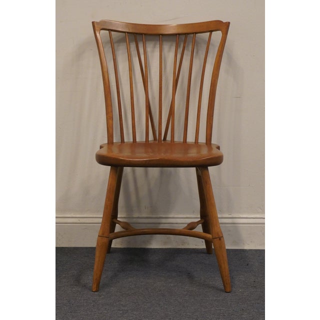 High End Vintage Solid Hard Rock Maple Colonial Early American Fiddleback Duxbury Dining Side Chair 620-911 For Sale - Image 4 of 10