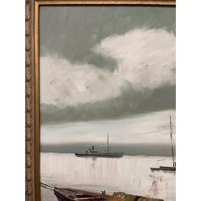 1970s Vintage Framed Signed Painting of an Impressionistic Nautical Scene For Sale - Image 5 of 7