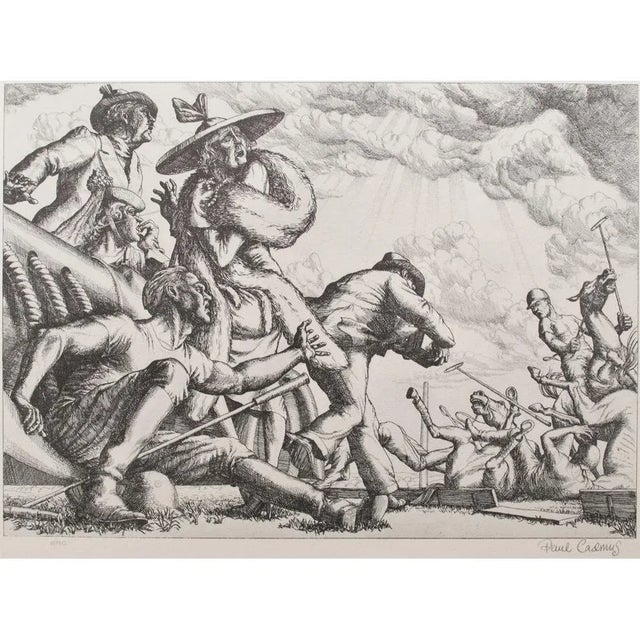 A First Edition period black and white offset lithograph (print) of drawing "Aspects of Suburban Life - Polo Spill" by...