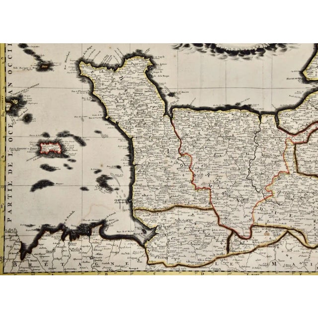 Traditional The Normandy Region of France: A 17th C. Hand-Colored Map by Sanson and Jaillot, 1695 For Sale - Image 3 of 12