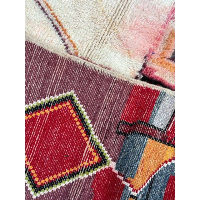 Red Post-Modern Red Abstract Beni Ouarain Wool Rug For Sale - Image 8 of 8