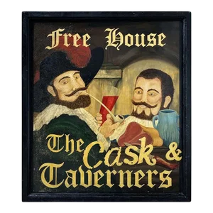 English Pub Sign, "Free House, the Cask and Taverners"