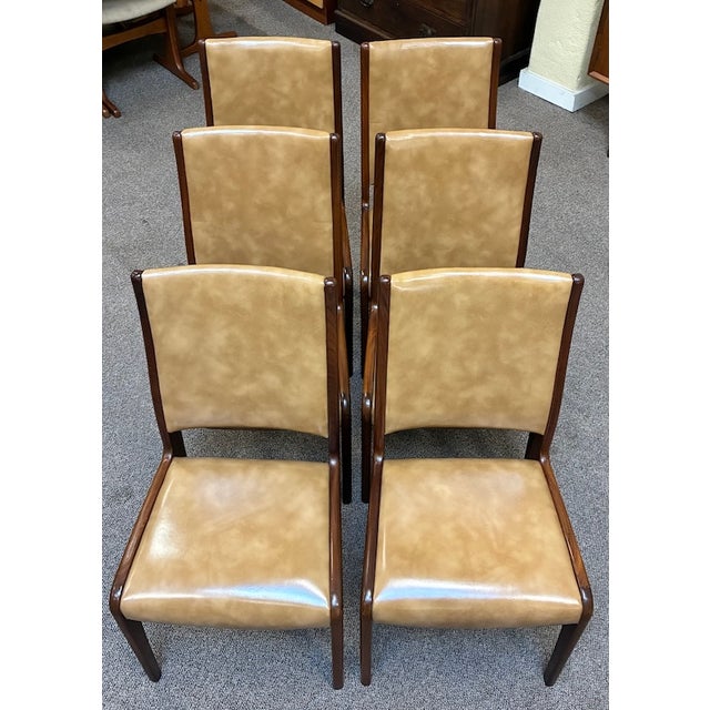 Set of Six Mid Century Modern Teak & Faux Leather Dining Chairs by G-Plan, Uk c.1960 For Sale - Image 9 of 10