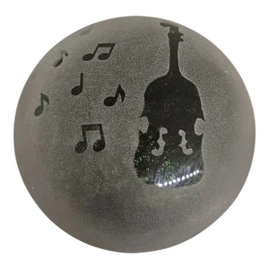 Vintage Music PaperWeight Made by Jk Janette Kennedy Flat Green Music Notes/Violins Paperweight