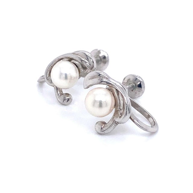1990s Mikimoto Estate Akoya Pearl Clip On Earrings Sterling Silver 6mm 3.53 Grams, 2 pieces For Sale - Image 12 of 12