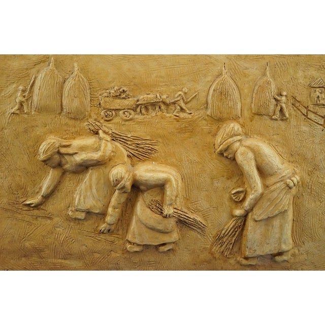 Bucci Melandri School The Gleaners Bas-Relief Plaque in Ceramic Faenza by Aldo Bacchilega, Italy, Early 1900s For Sale - Image 10 of 18