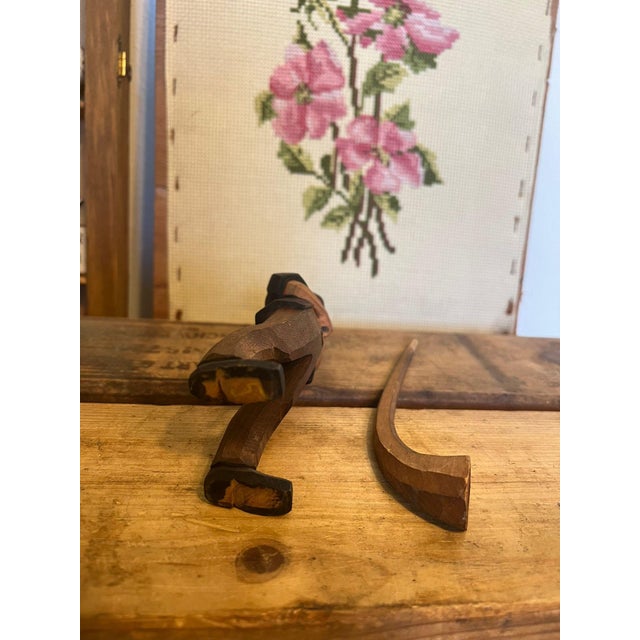 1970s Black Forest Wood Carving of Man Blowing a Swiss Horn For Sale In Seattle - Image 6 of 7