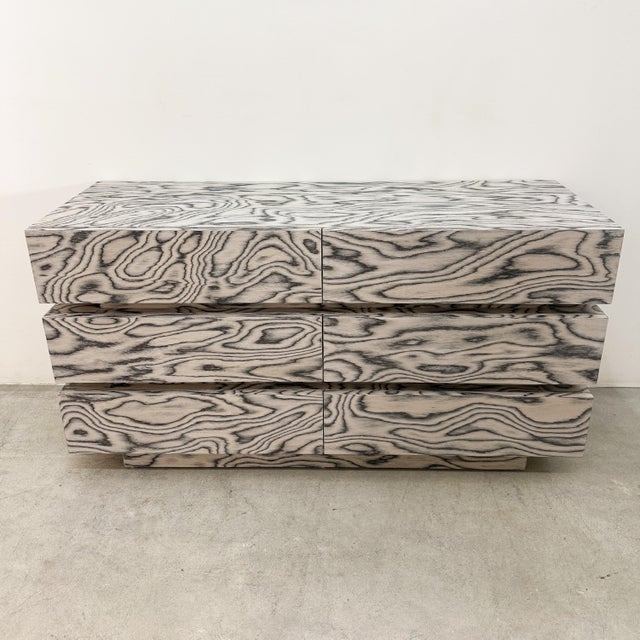 Ettore Sottsass Vintage 80s Postmodern Dresser Ettore Sottsass Veneer | Memphis Style Retro Furniture For Sale - Image 4 of 12