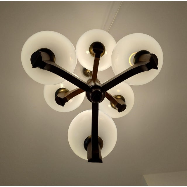 Mid-Century Modern Wood Glass Chandelier from Sijaj Hrastnik, Slovenia, 1970s For Sale - Image 15 of 18