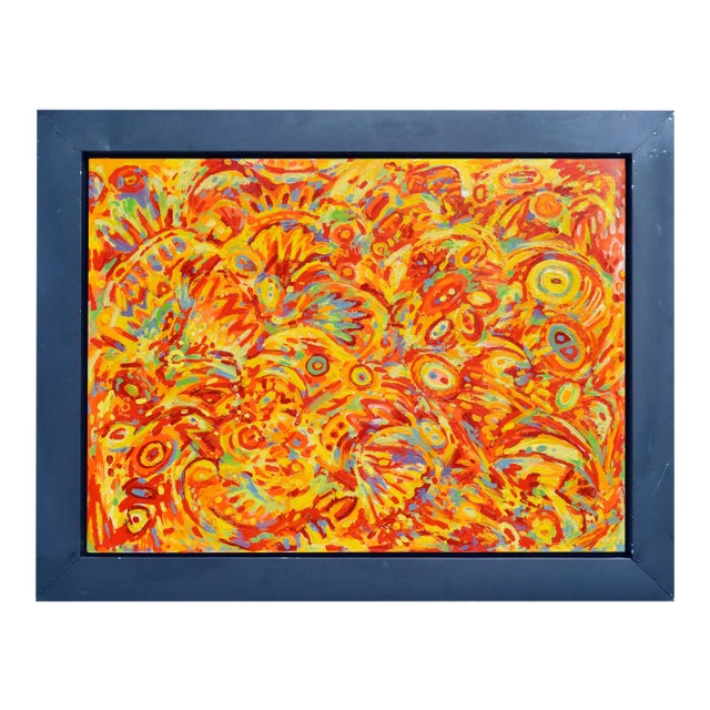 Summer 2003 Heavy Impasto Abstract Expressionist Garden Scene by Joy W For Sale