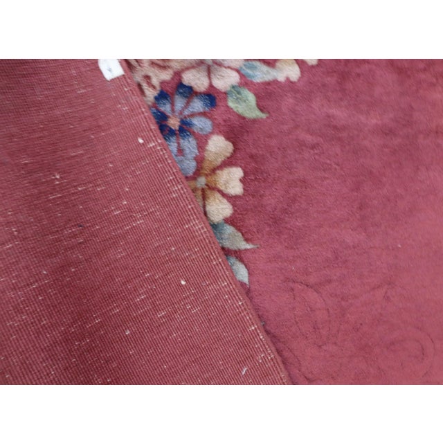 Pink Antique Art Deco Chinese Rug For Sale - Image 8 of 9