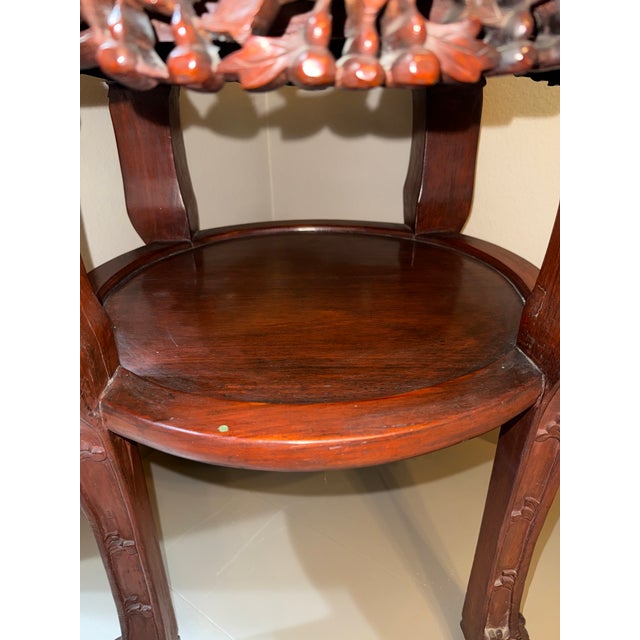 Late 19th Century Chinese Carved Wood Foo Dog and Red Marble Plant Stand/Side Table For Sale - Image 9 of 10