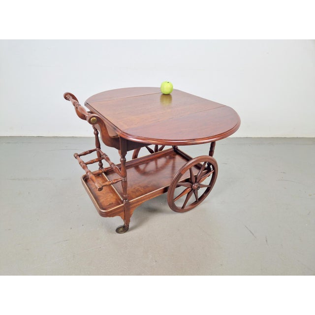 Vintage French Folding Spindle Bar Cart in Wood, 1960s For Sale - Image 10 of 15
