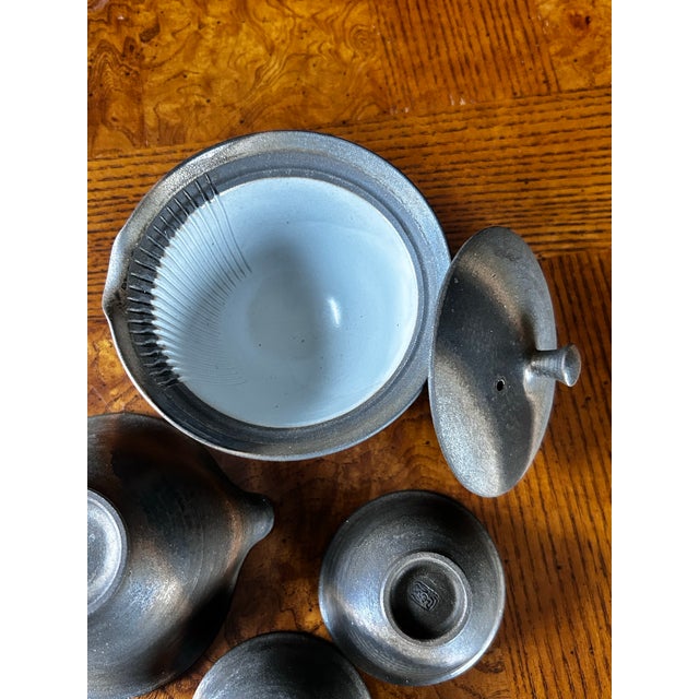 1980s Shigaraki-Yaki Japanese Tea Set by Artist Sawa Hōzan - Set of 4 For Sale - Image 4 of 5