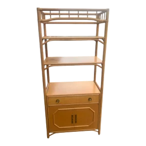 Vintage Coastal Ficks Reed Etagere Late 20th Century
