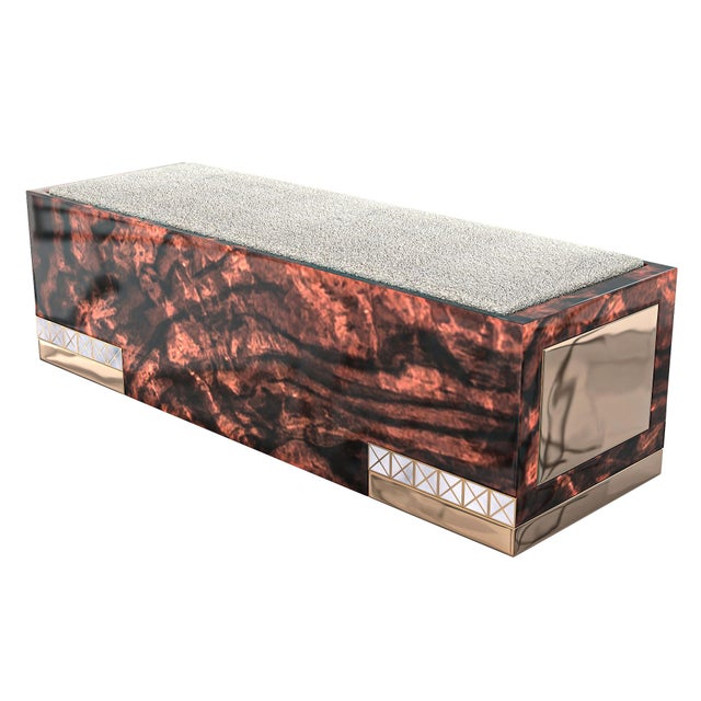 Wood "La Perla Prescelta" Bench Together With "The Art of Mother of Pearl Inlay" For Sale - Image 7 of 7