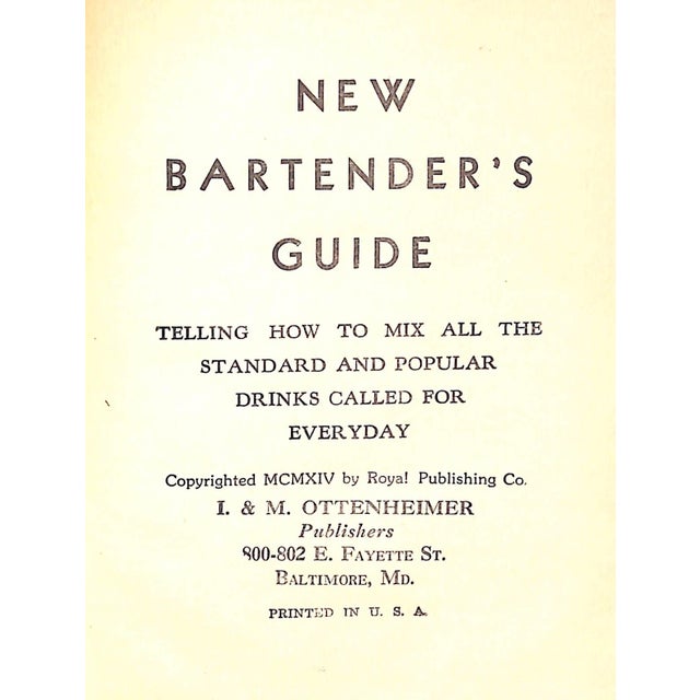 "Telling How to Mix All the Standard and Popular Drinks Called for Everyday" OTTENHEIMER, I. & M. [64] pp. Royal...