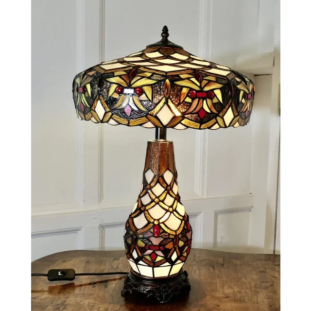1960s Large Stained Glass Table Lamp, 1960s For Sale - Image 5 of 11